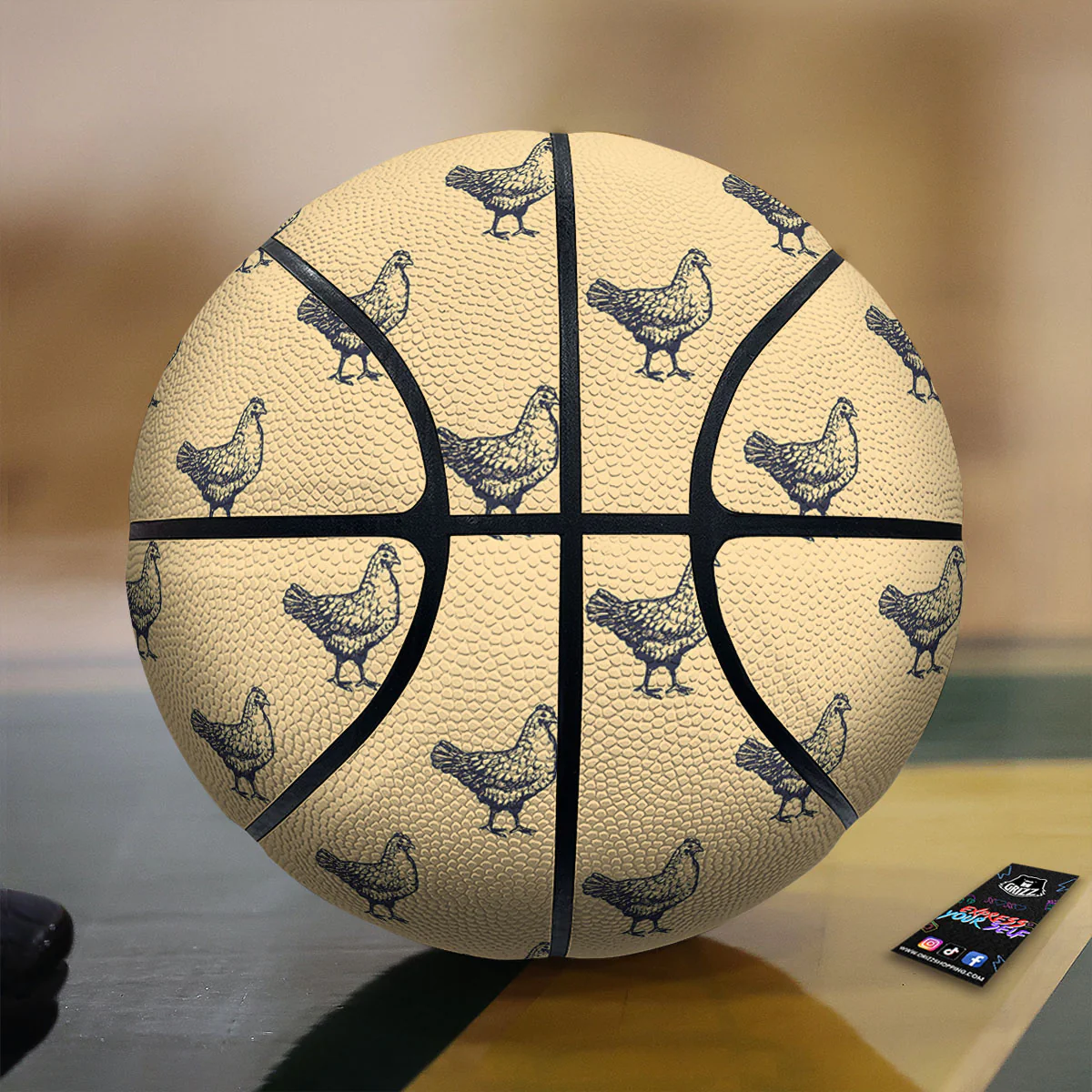 Chicken Hand Drawn Print Pattern Basketball