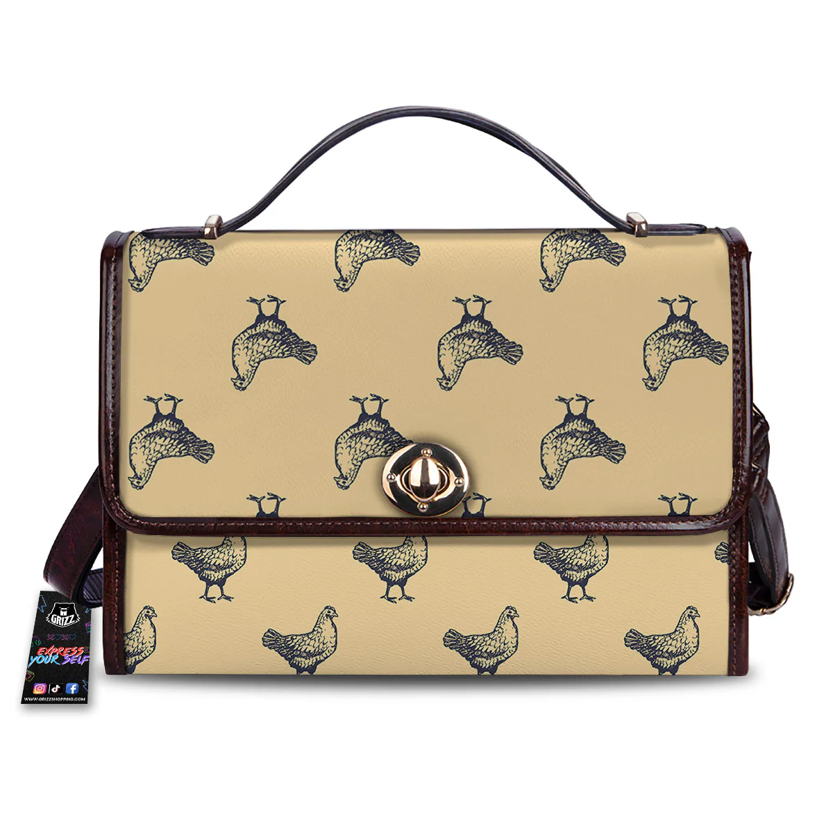 Chicken Hand Drawn Print Pattern Women's Satchel Bag