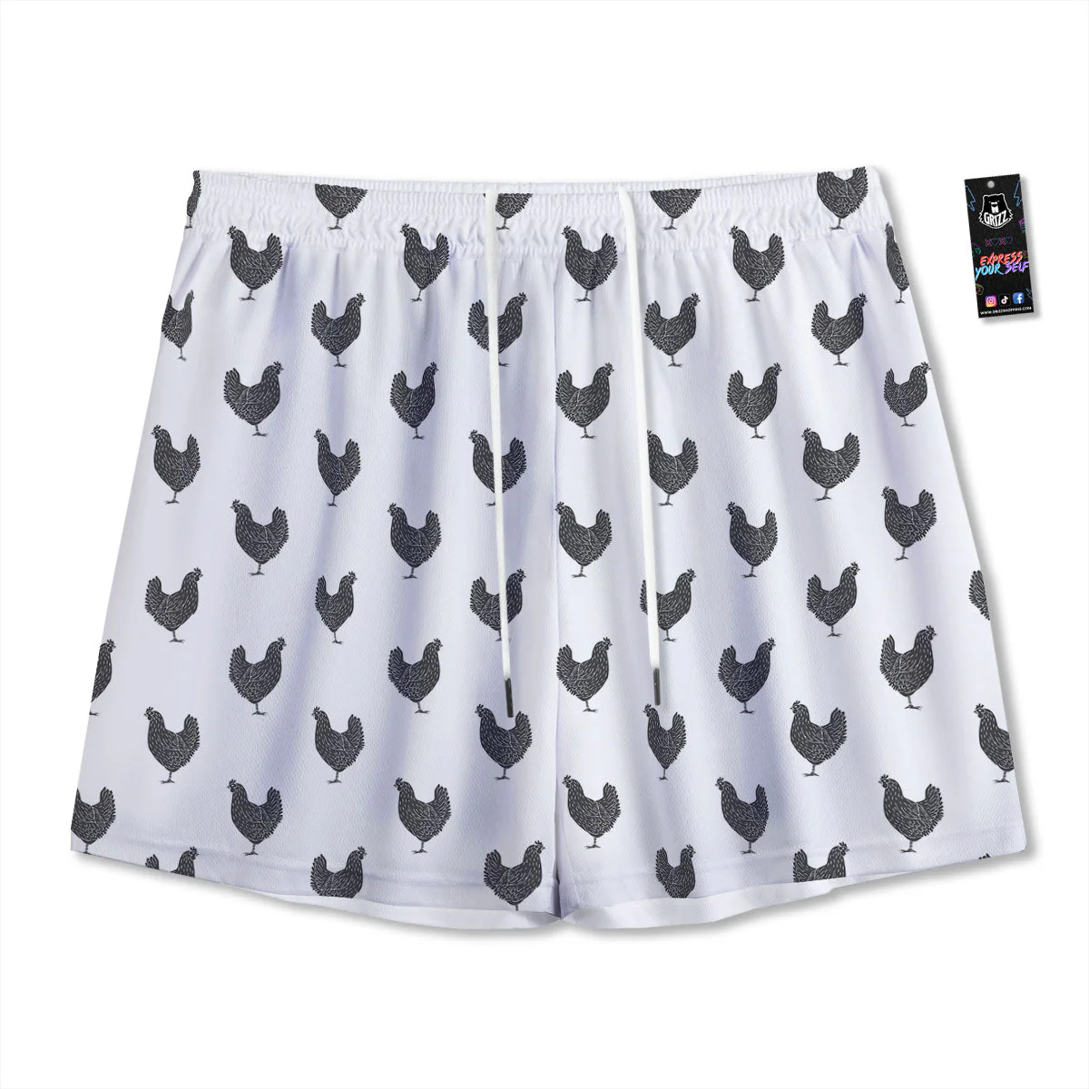 Chicken Painting Print Pattern Mesh Shorts