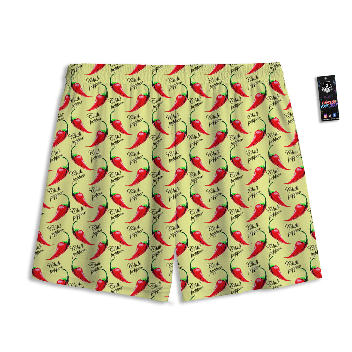 Chili Pepper Vintage Print Pattern Mesh Shorts - Image 2