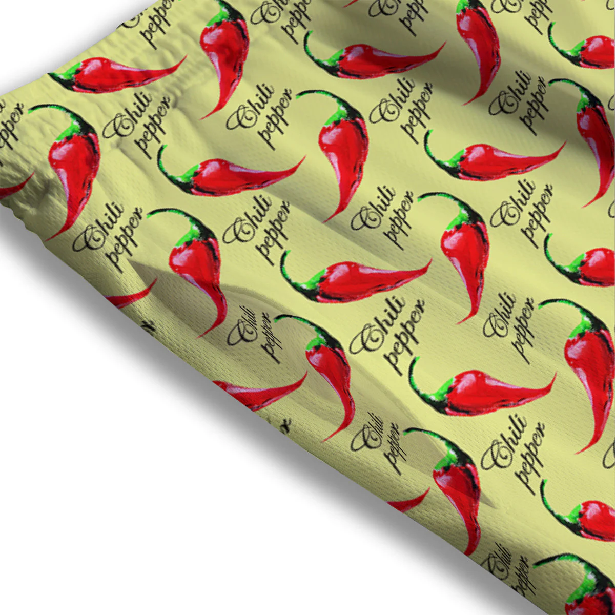Chili Pepper Vintage Print Pattern Mesh Shorts - Image 3