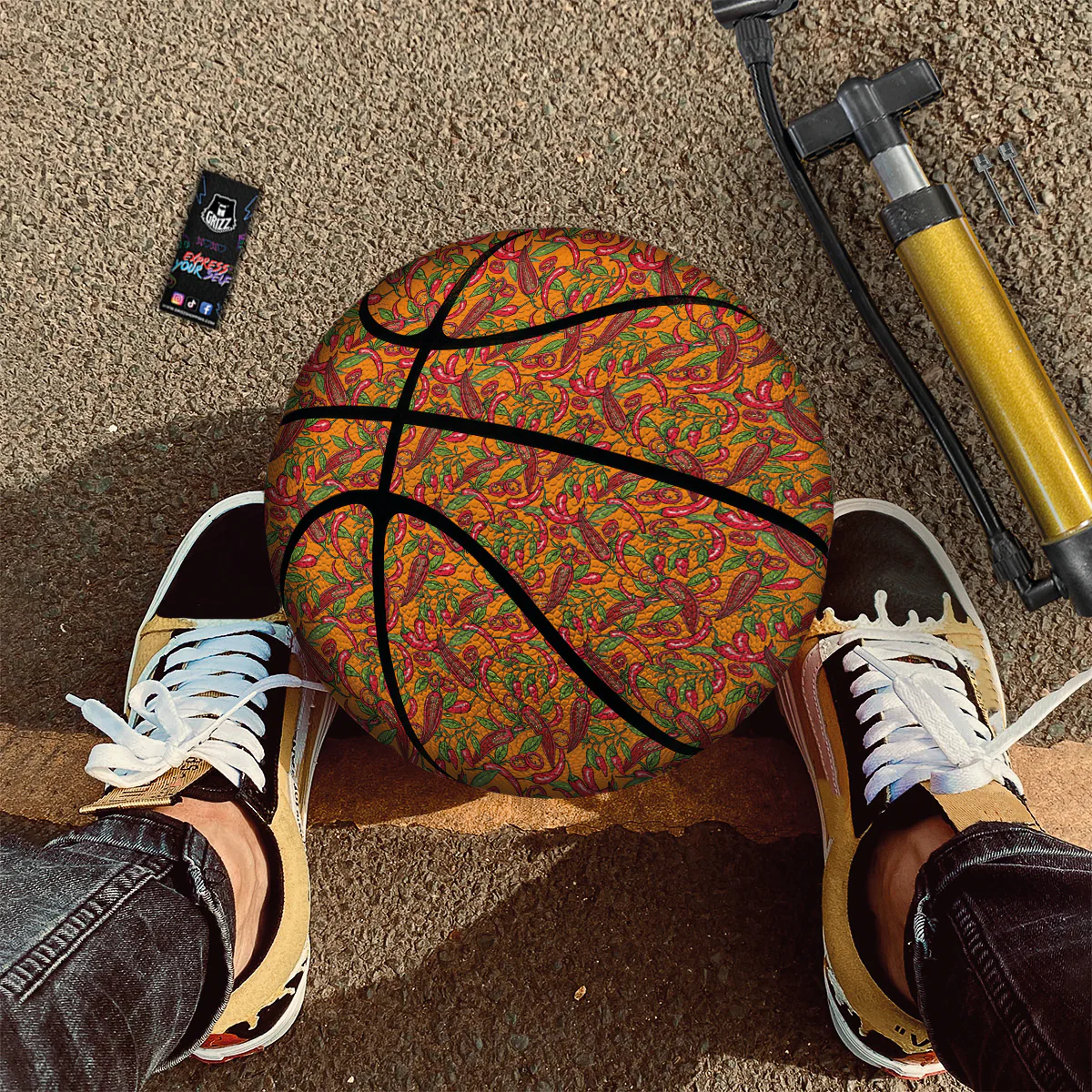Chili Peppers Colorful Print Pattern Basketball - Image 2