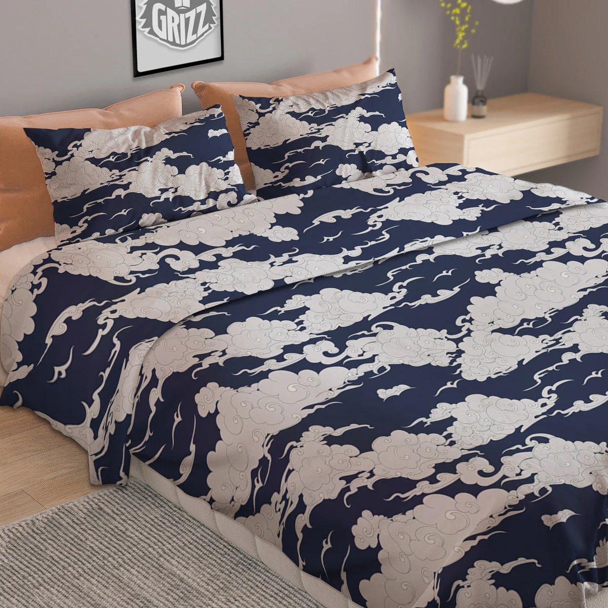 Chinese Cloud Print Pattern Duvet Cover Bedding Set - Image 2