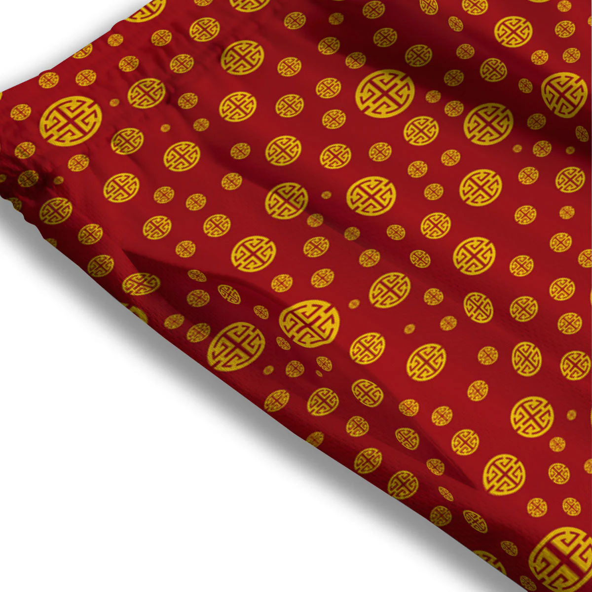 Chinese Gold Print Pattern Mesh Shorts - Image 3