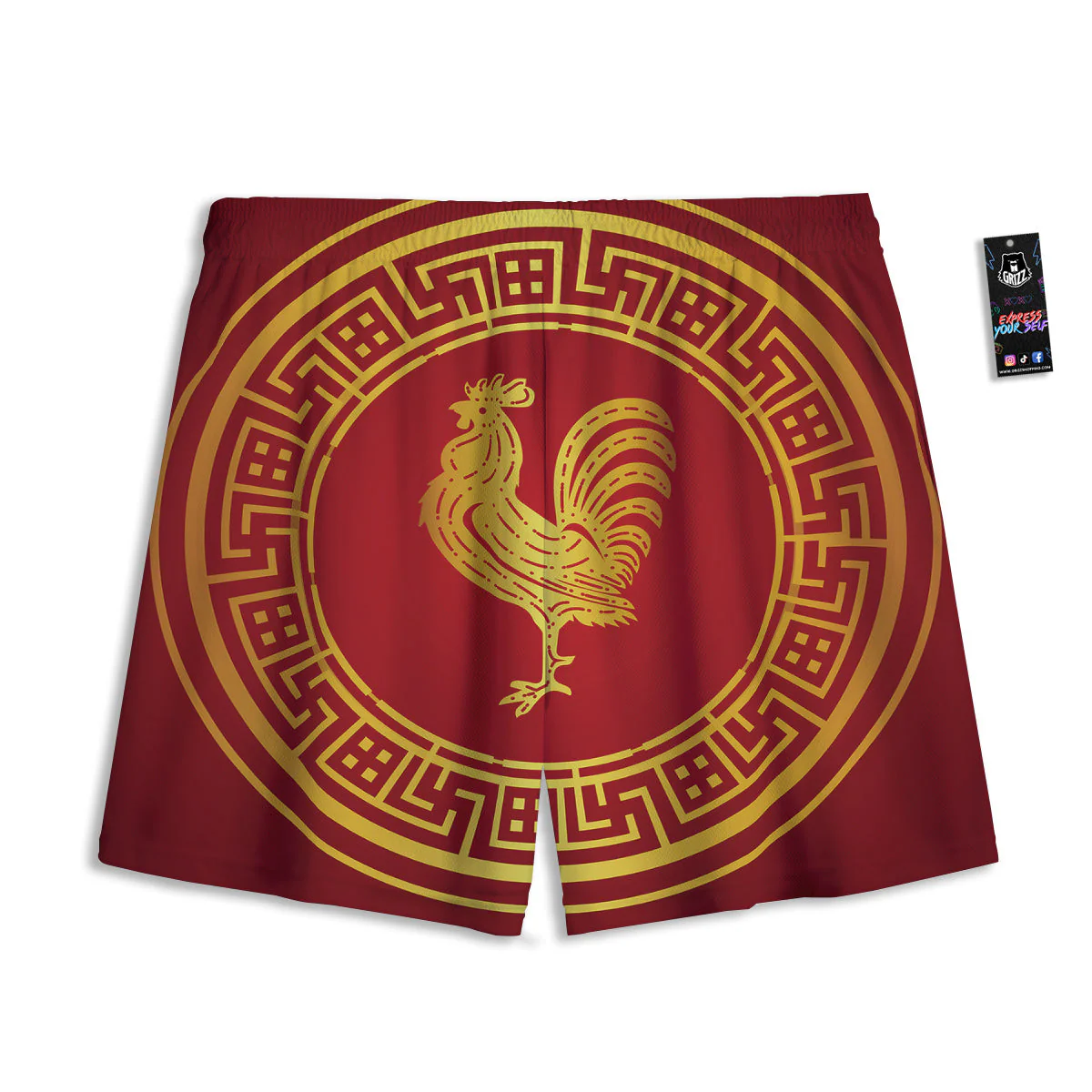 Chinese New Year Rooster Print Mesh Shorts - Image 2