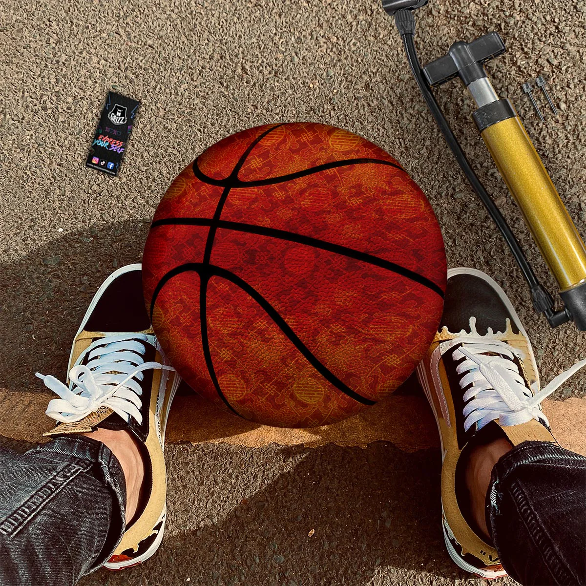 Chinese Red Print Pattern Basketball - Image 2