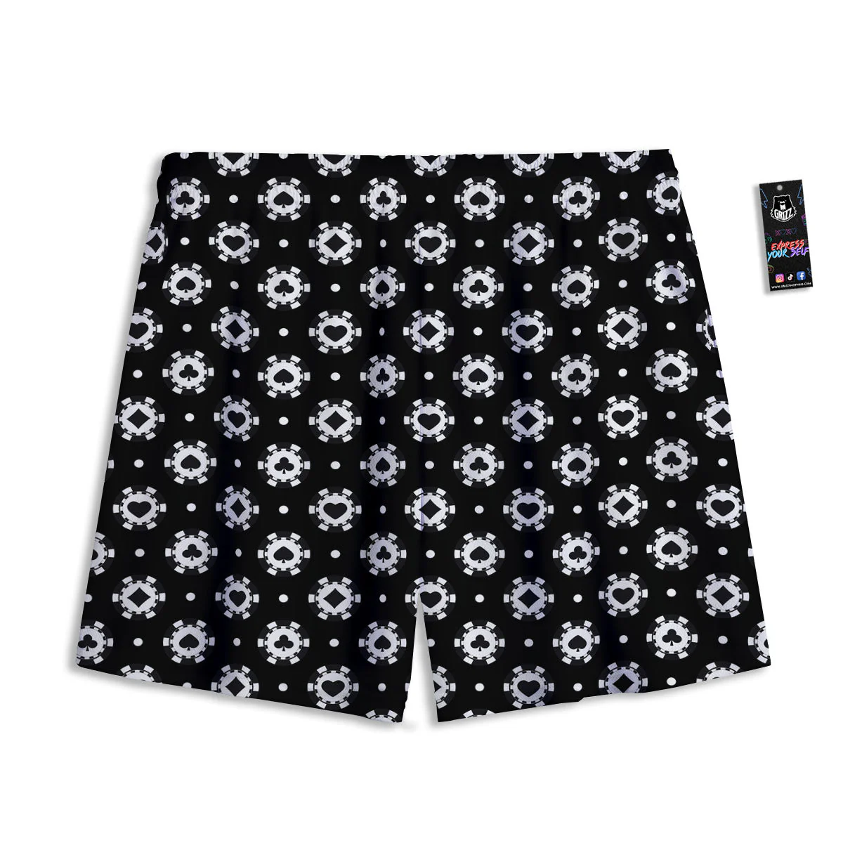 Chip And Casino Print Pattern Mesh Shorts - Image 2