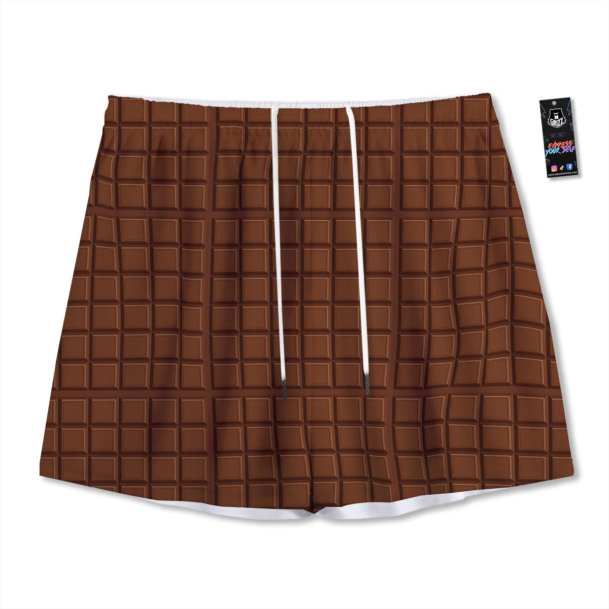 Chocolate Bar Brown Print Pattern Mesh Shorts