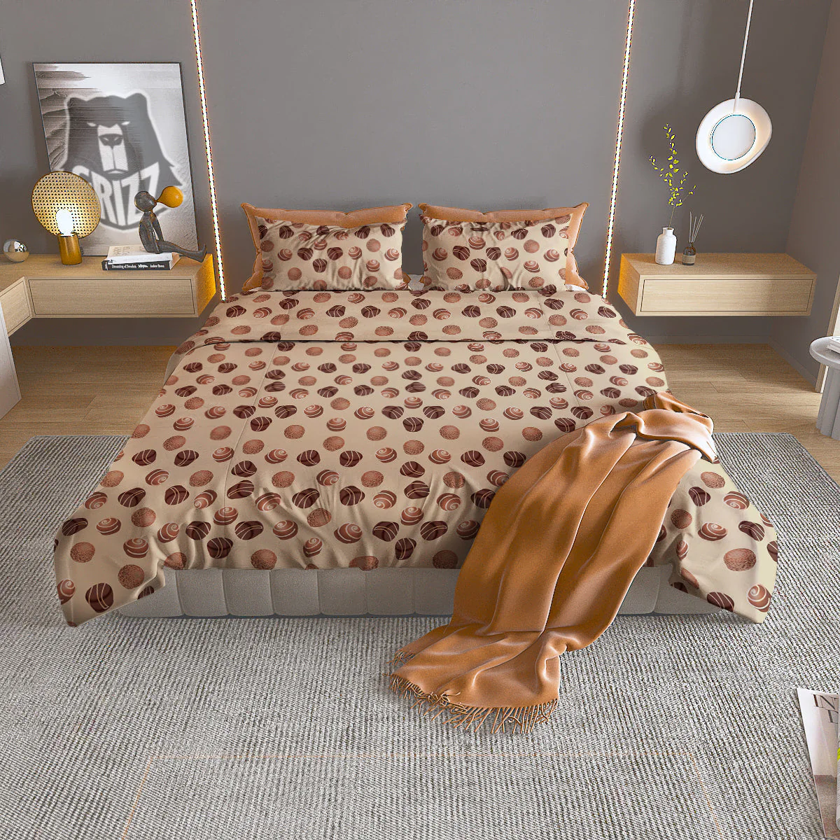 Chocolate Candy Print Pattern Duvet Cover Bedding Set