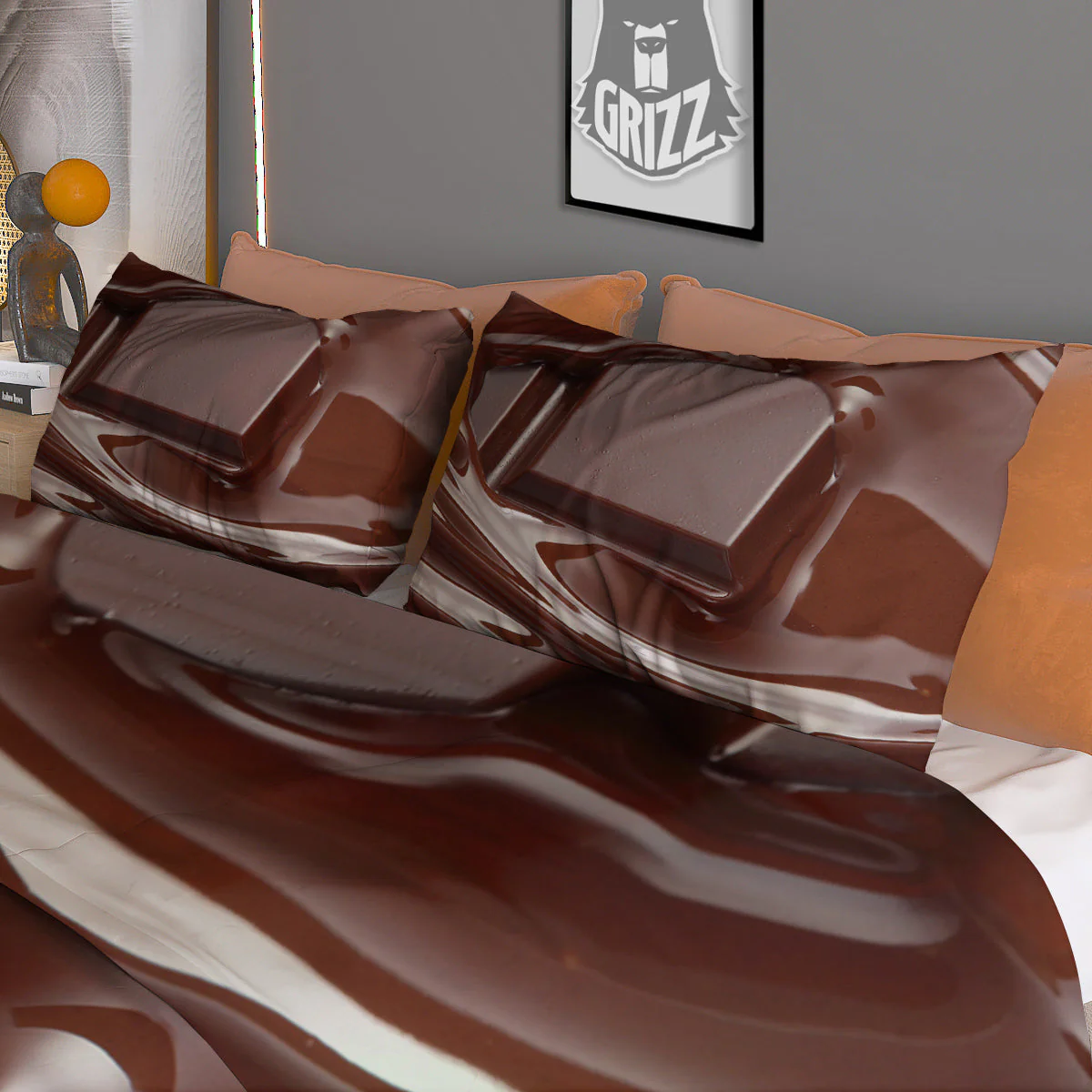 Chocolate Print Duvet Cover Bedding Set - Image 3