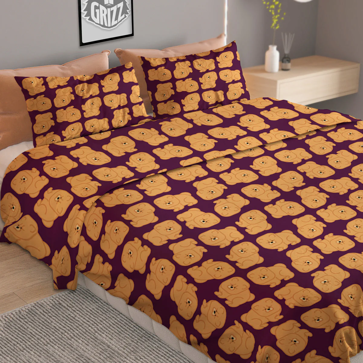 Chow chow And Purple Print Pattern Duvet Cover Bedding Set - Image 2