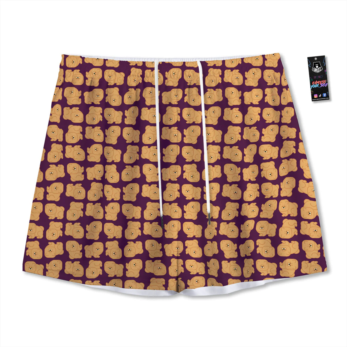 Chow chow And Purple Print Pattern Mesh Shorts