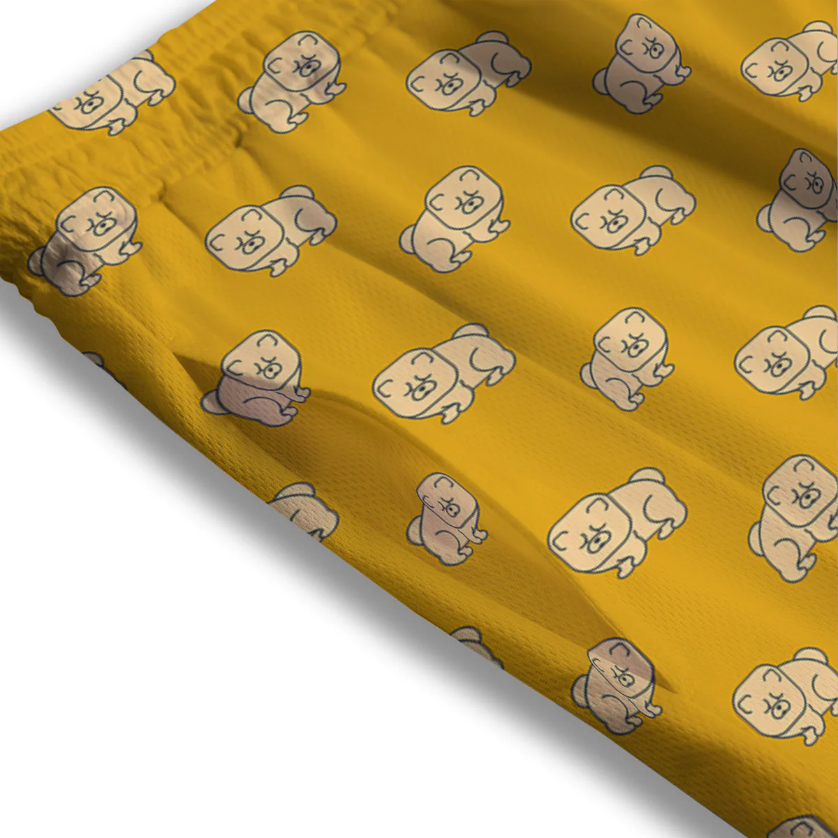 Chow chow And Yellow Print Pattern Mesh Shorts - Image 3
