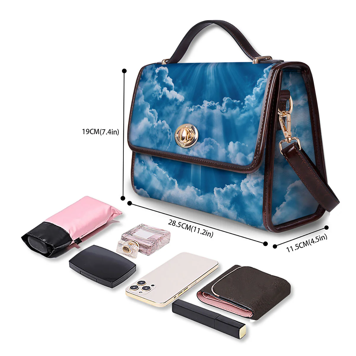 Christian Holy Cross Shiny Print Women's Satchel Bag - Image 4