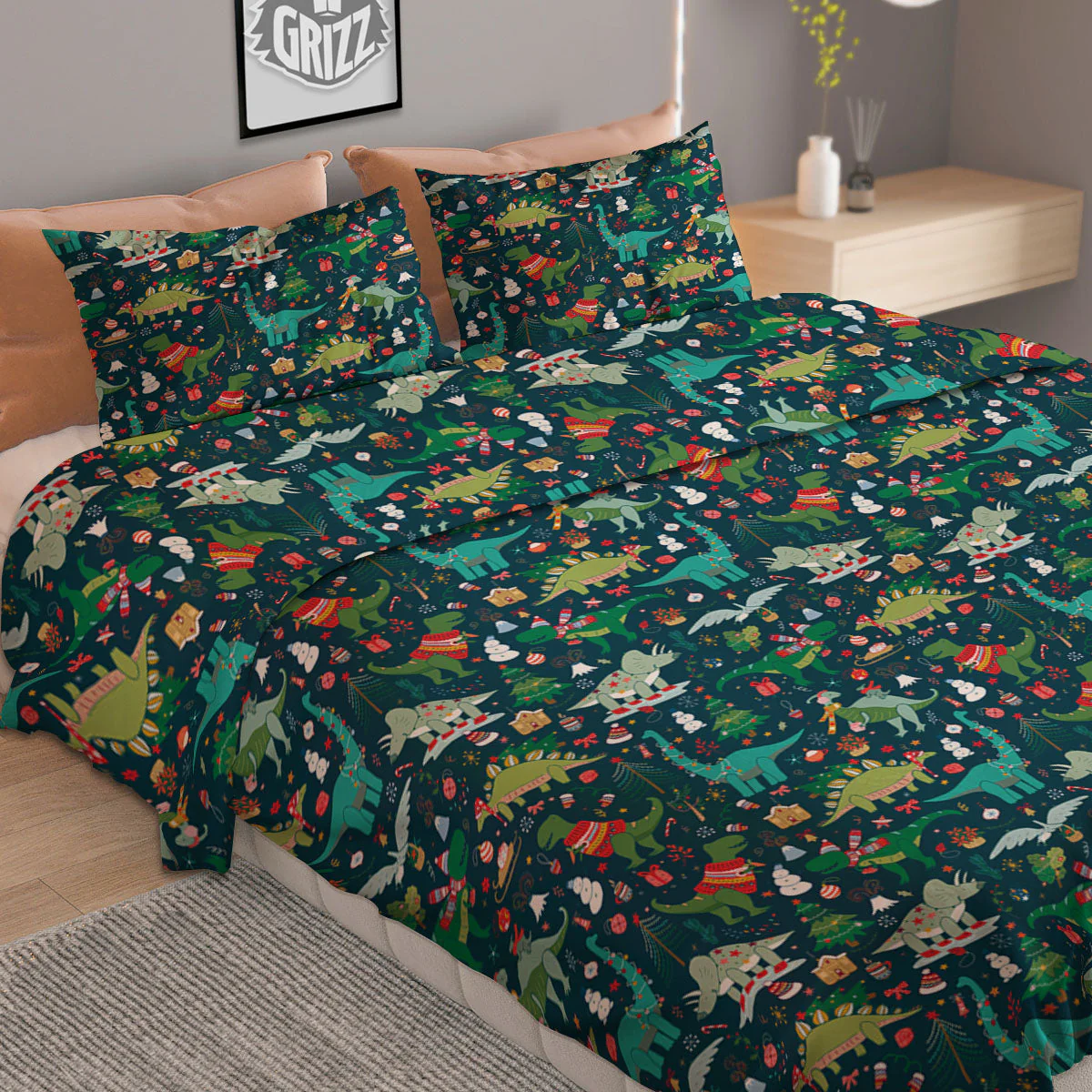Christmas Animals Fun Print Pattern Duvet Cover Bedding Set - Image 2