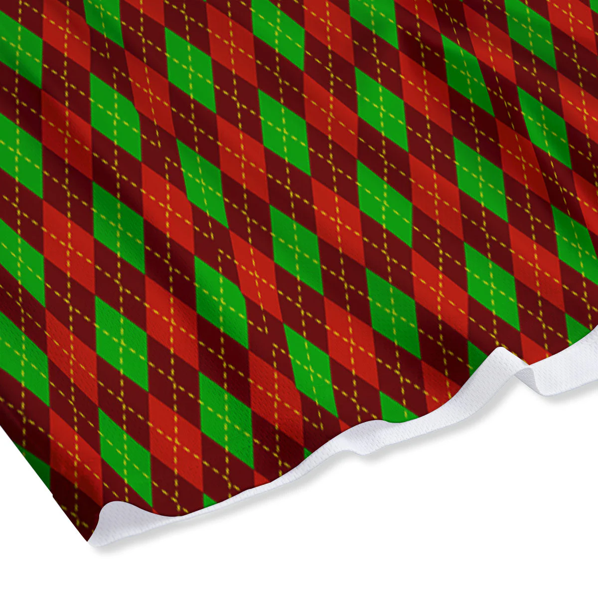 Christmas Argyle Red And Green Print Mesh Shorts - Image 4
