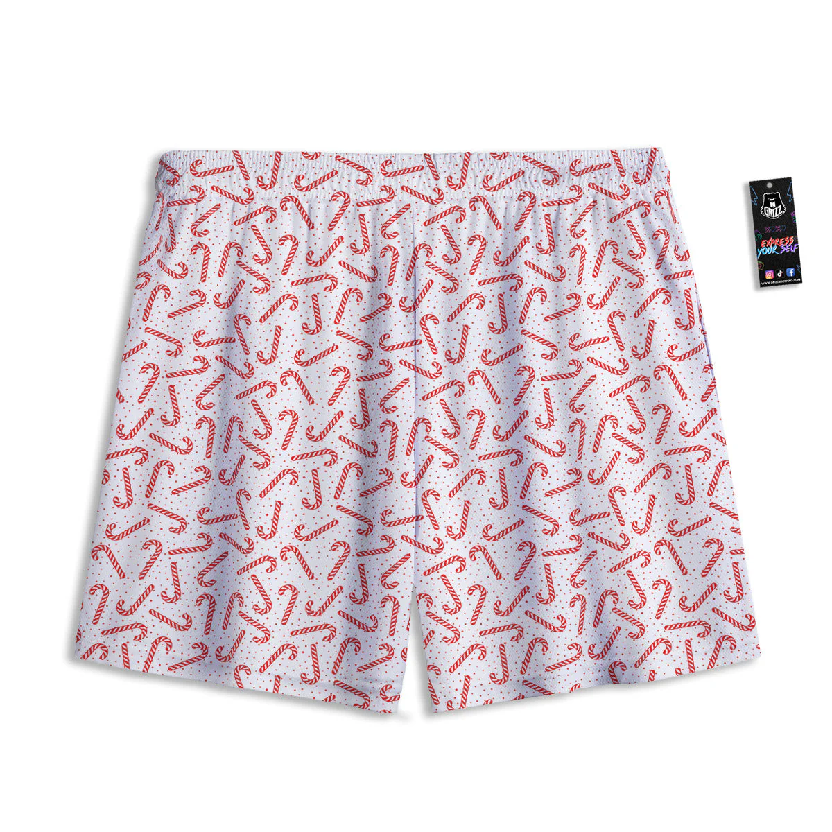 Christmas Candy Print Pattern Mesh Shorts - Image 2