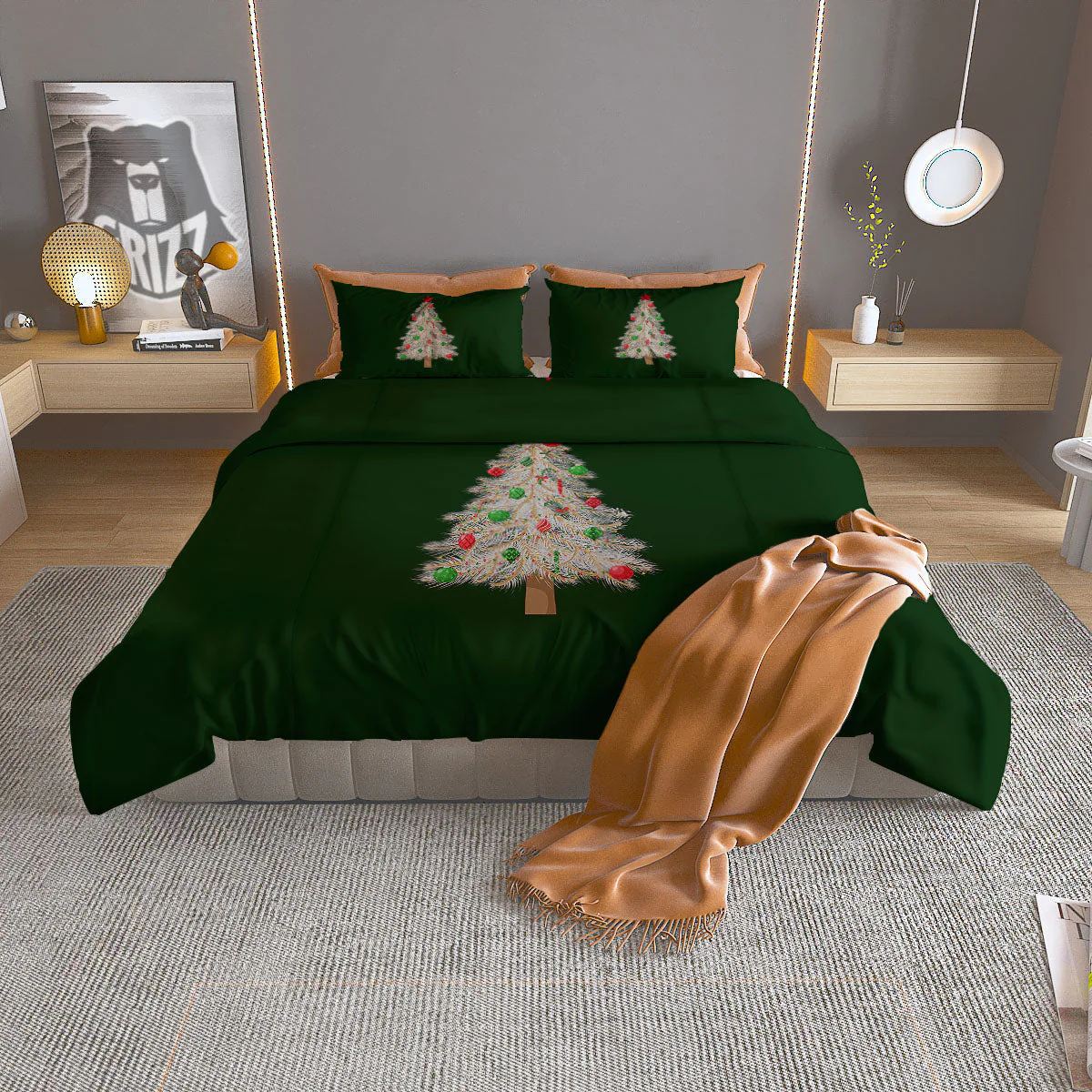 Christmas Decorated Tree Print Duvet Cover Bedding Set