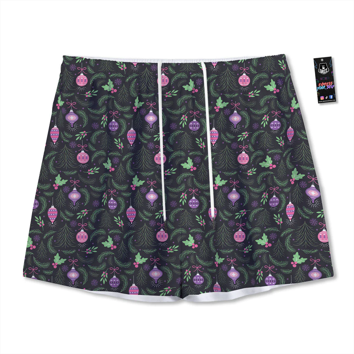 Christmas Decoration Print Pattern Mesh Shorts