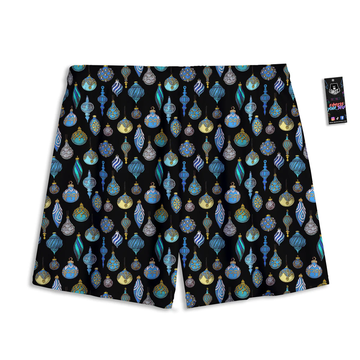 Christmas Decorations Drawing Print Pattern Mesh Shorts - Image 2