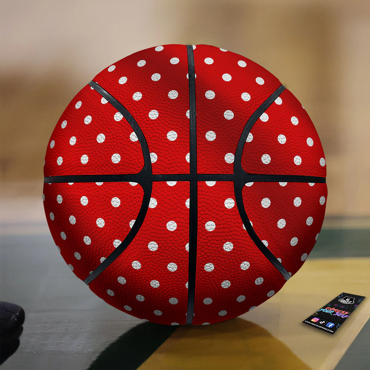 Christmas Dots White And Red Print Basketball