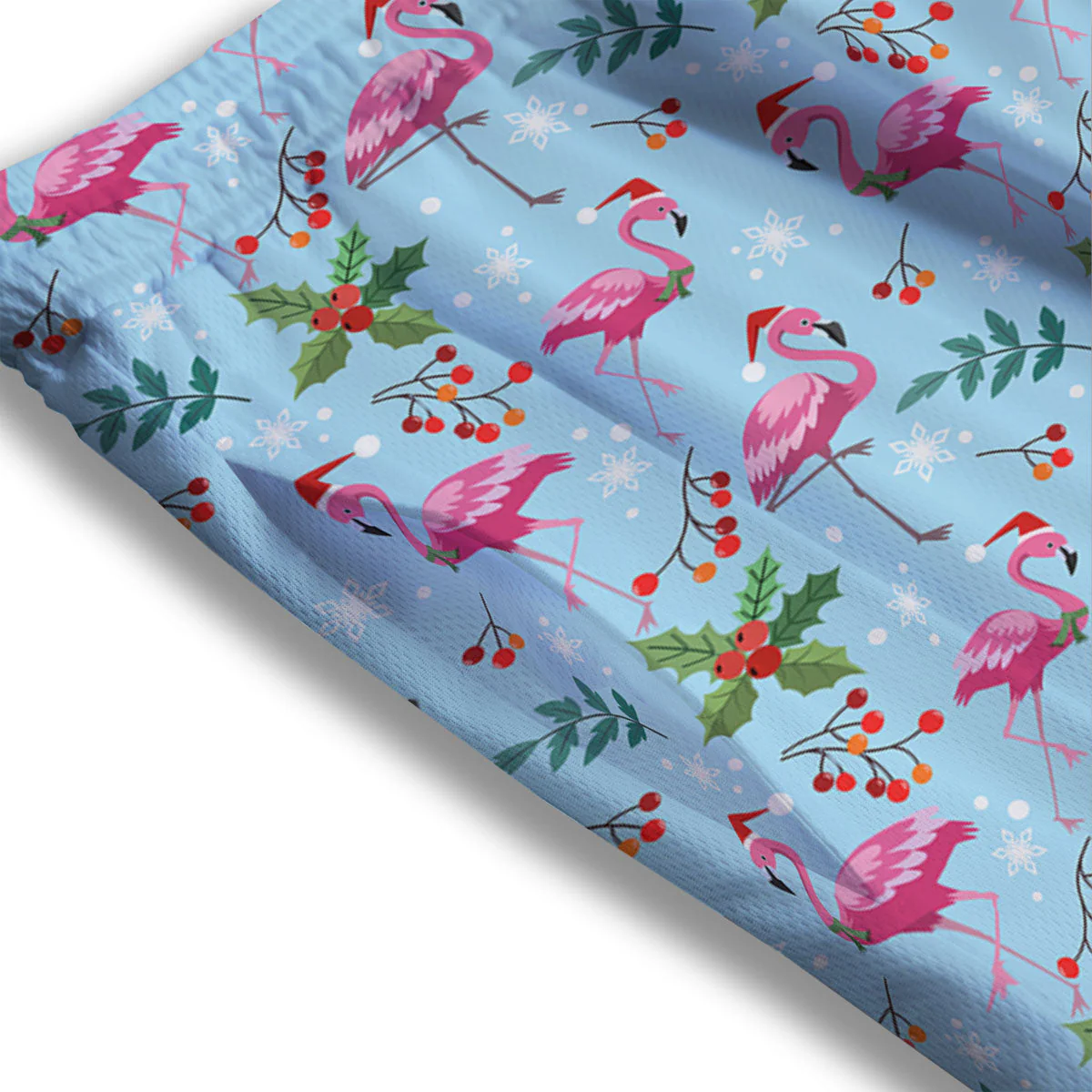 Christmas Flamingo Pink Print Pattern Mesh Shorts - Image 3