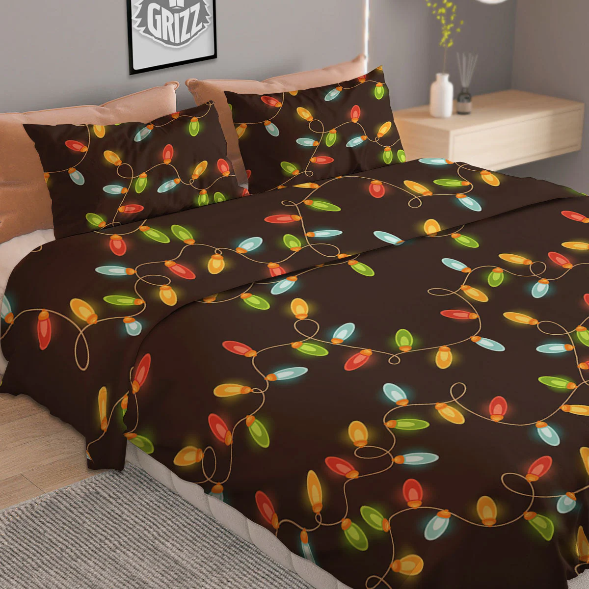 Christmas Lights Print Pattern Duvet Cover Bedding Set - Image 2