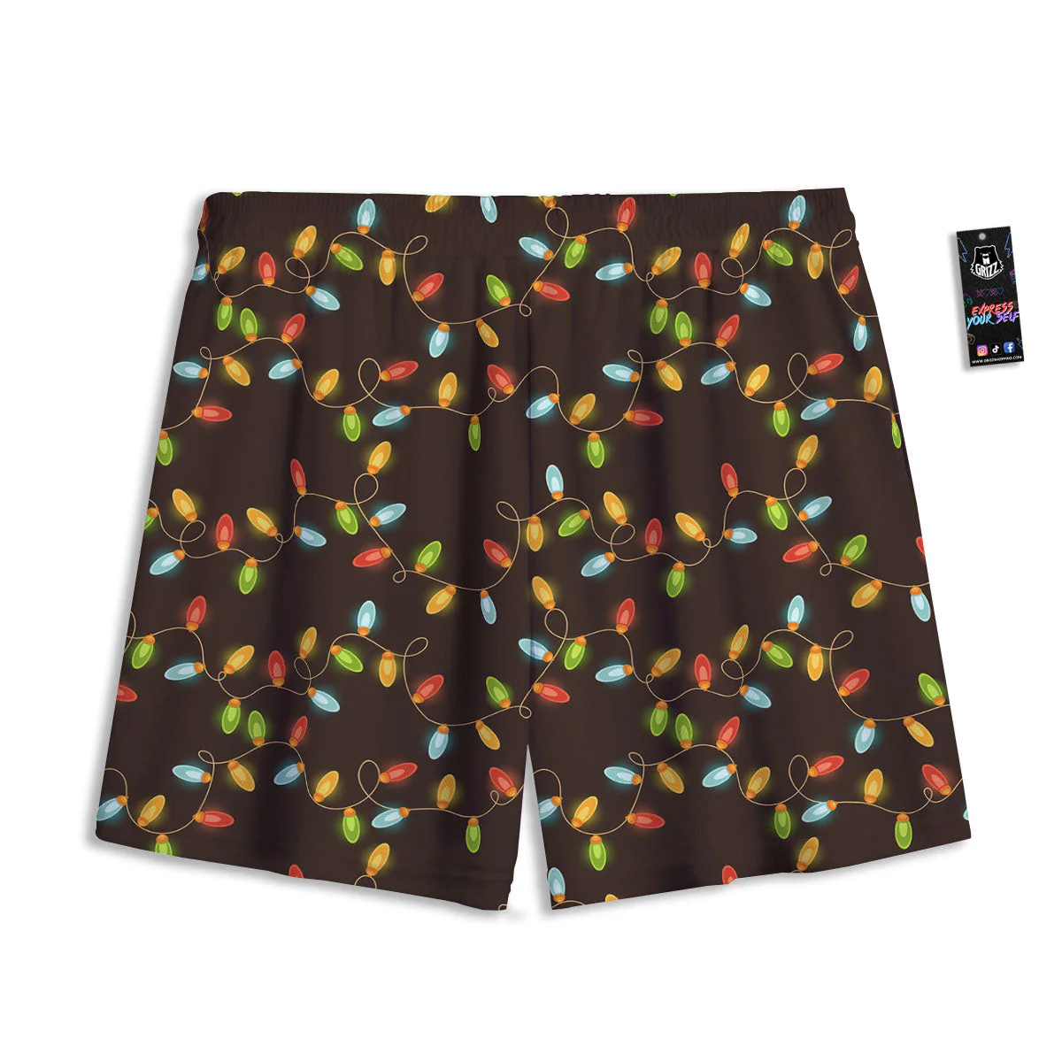 Christmas Lights Print Pattern Mesh Shorts - Image 2