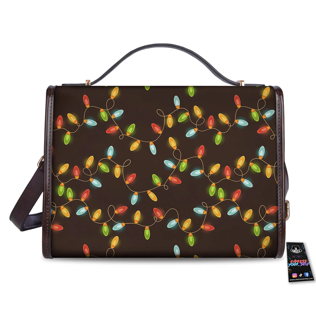 Christmas Lights Print Pattern Women's Satchel Bag - Image 2