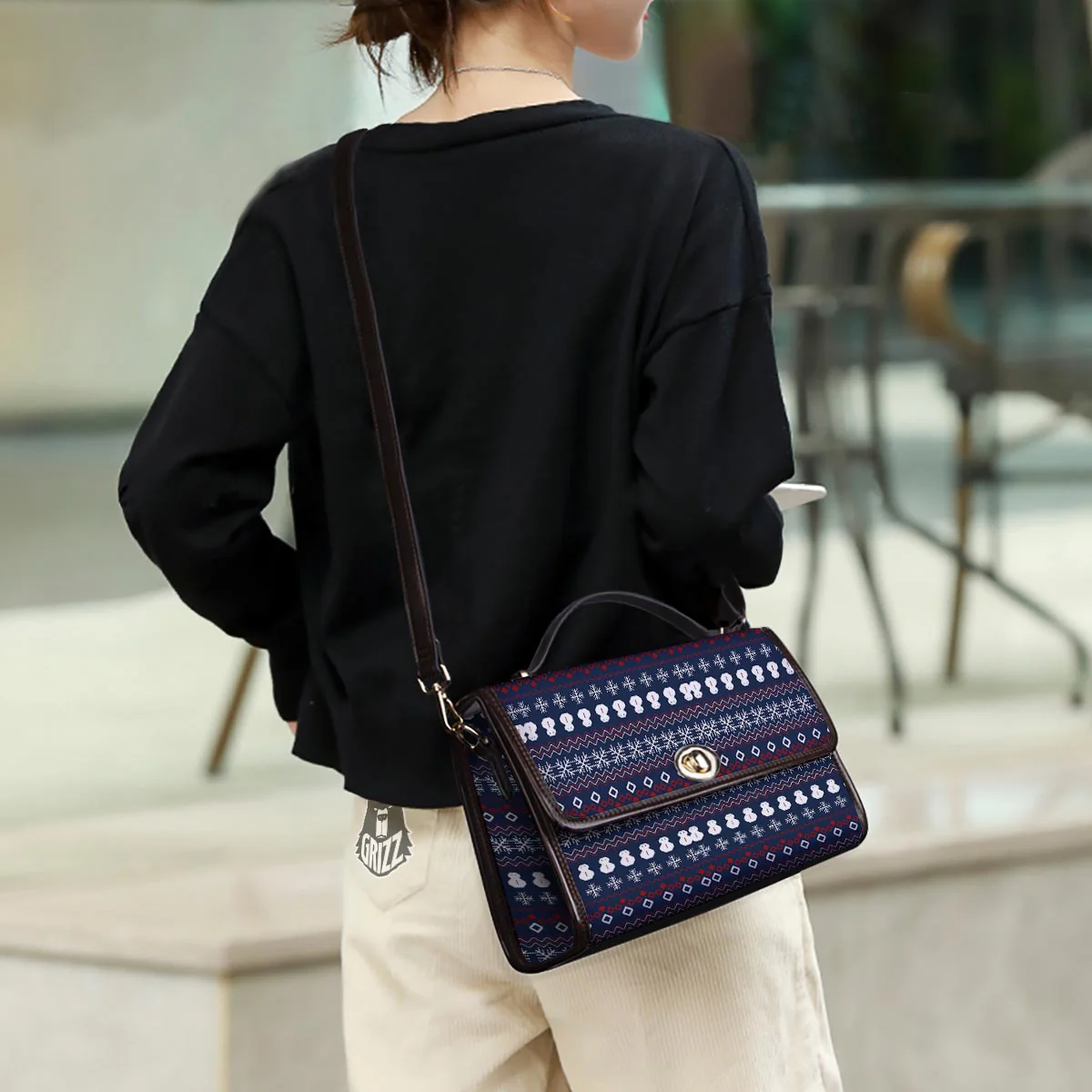 Christmas Scandinavian Print Pattern Women's Satchel Bag - Image 3