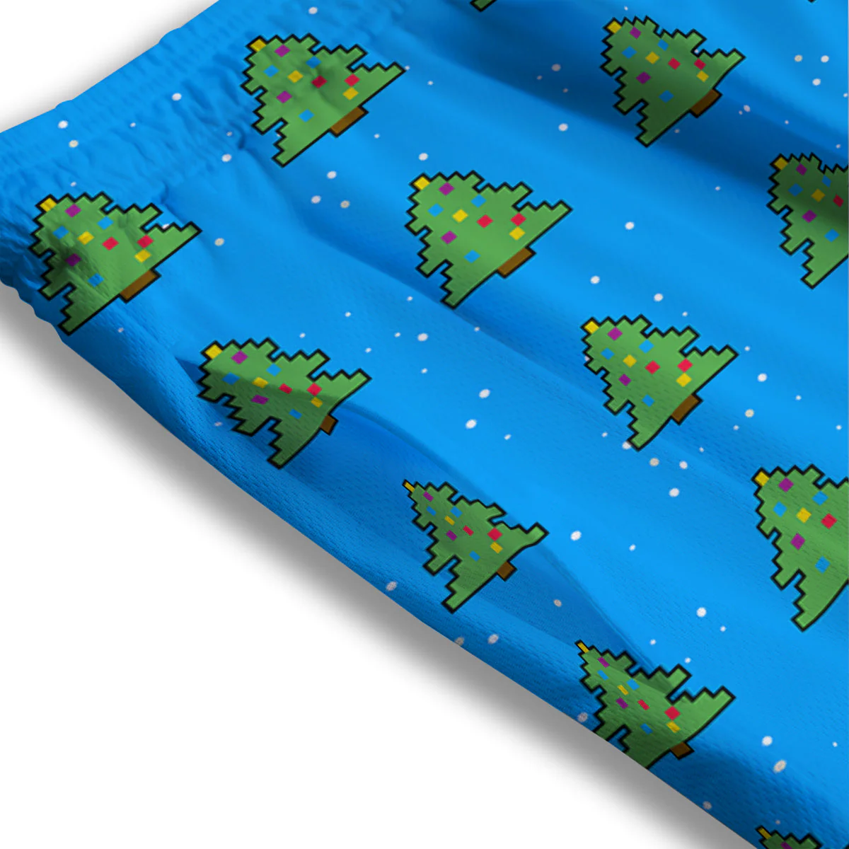 Christmas Tree 8-Bit Pixel Print Pattern Mesh Shorts - Image 3