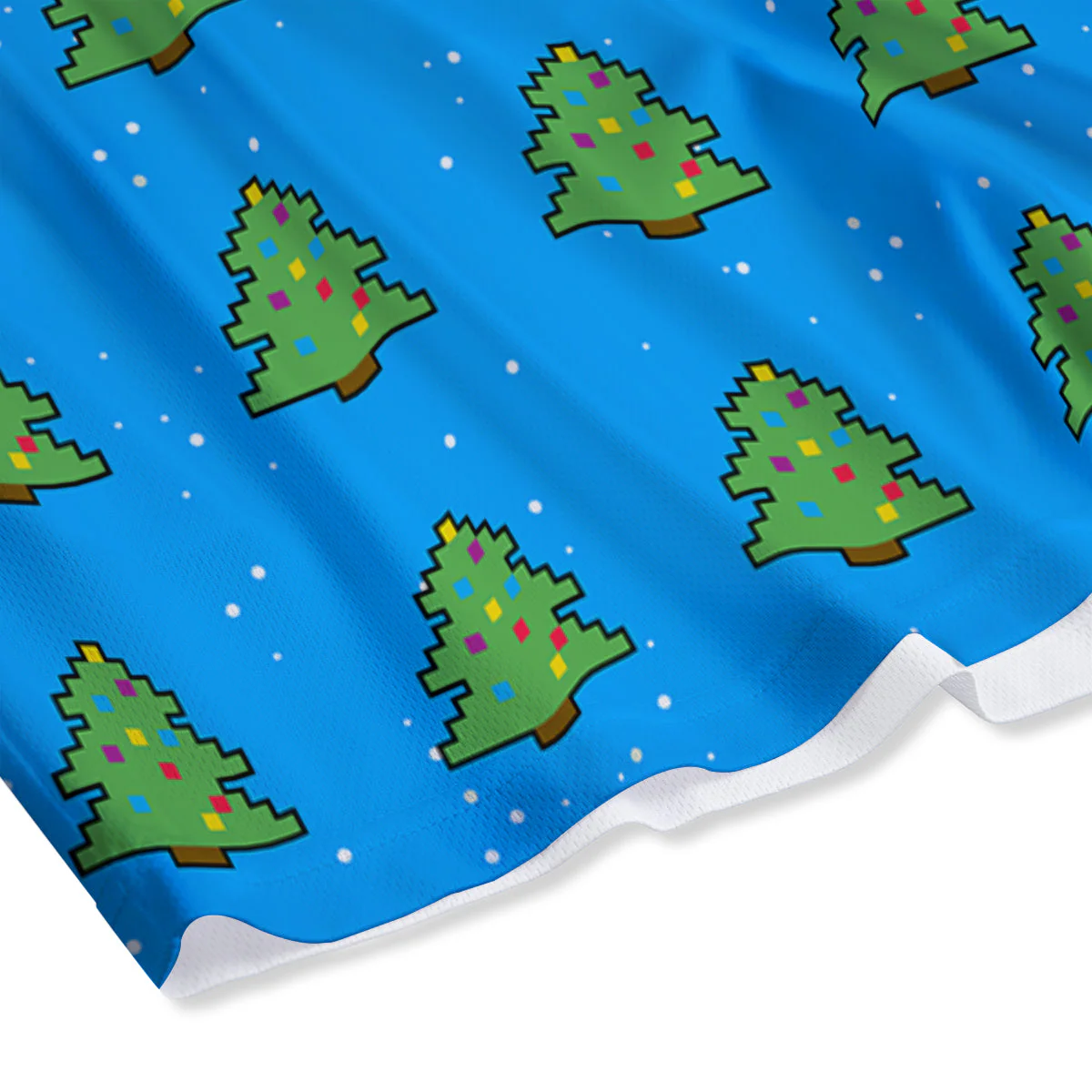 Christmas Tree 8-Bit Pixel Print Pattern Mesh Shorts - Image 4