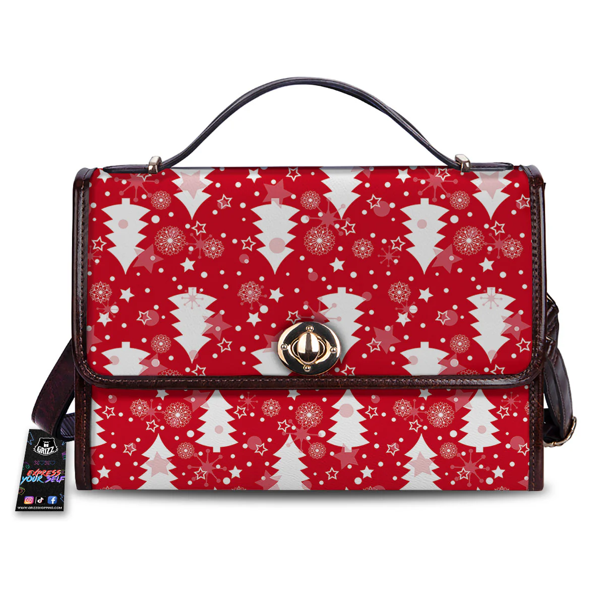 Christmas Tree Polka Dot Print Pattern Women's Satchel Bag
