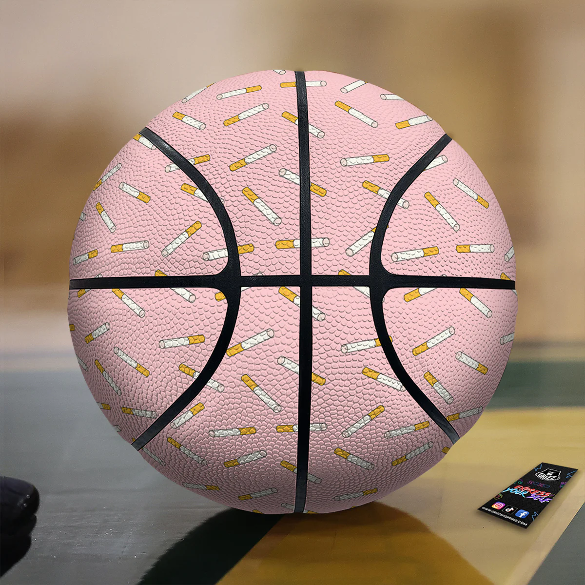 Cigarette And Pink Print Pattern Basketball