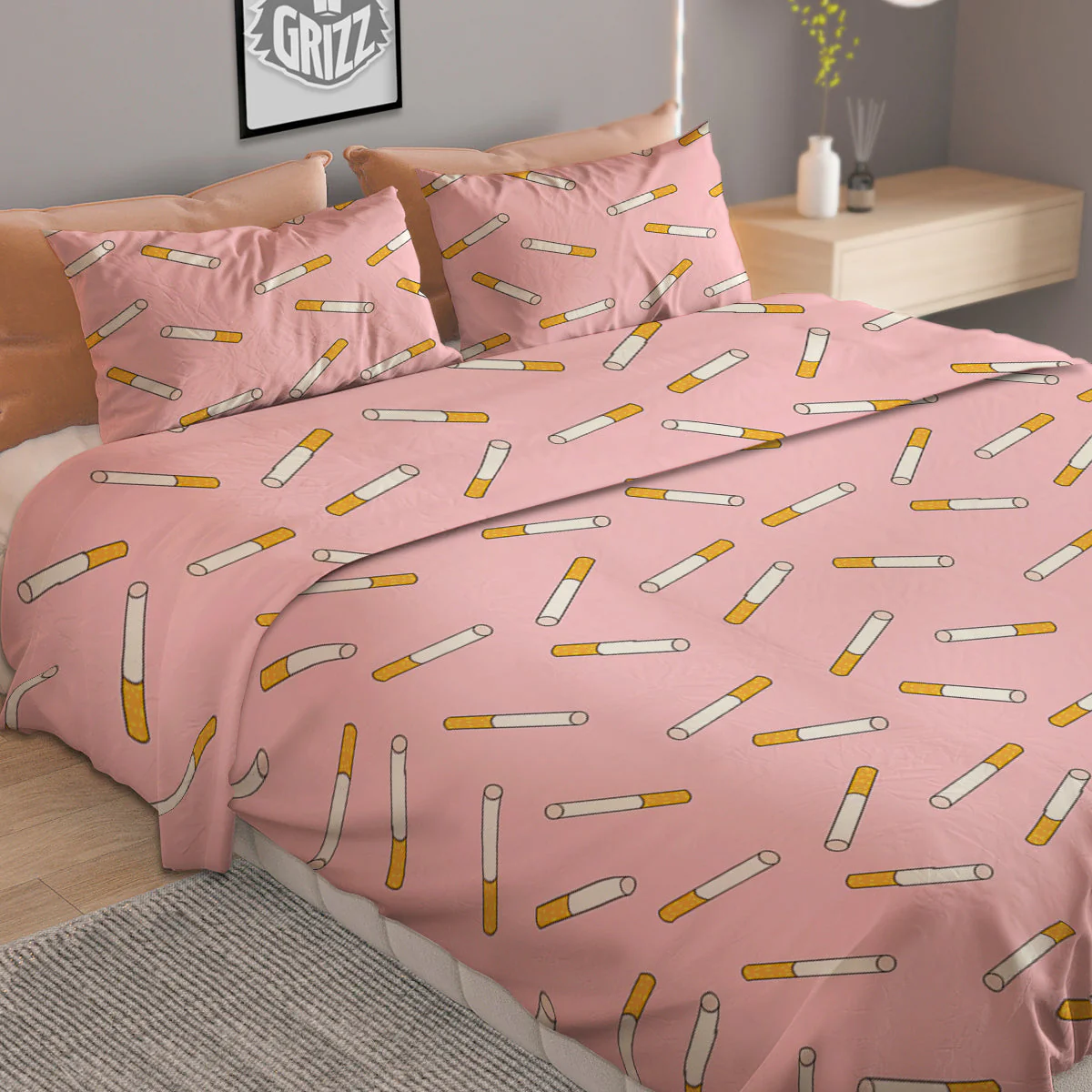 Cigarette And Pink Print Pattern Duvet Cover Bedding Set - Image 2