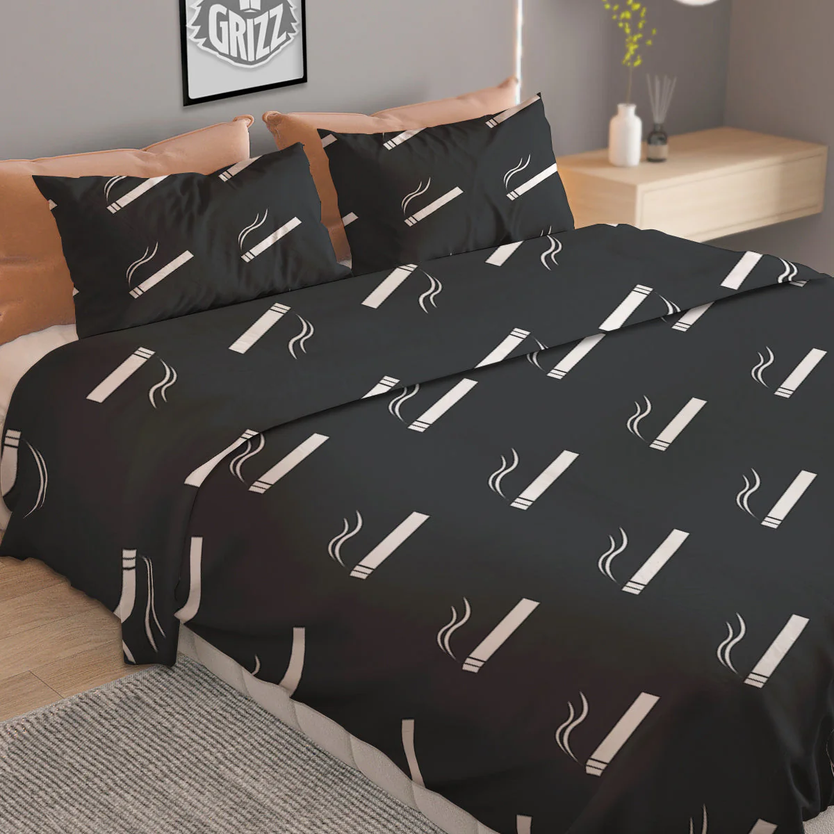 Cigarette Print Pattern Duvet Cover Bedding Set - Image 2