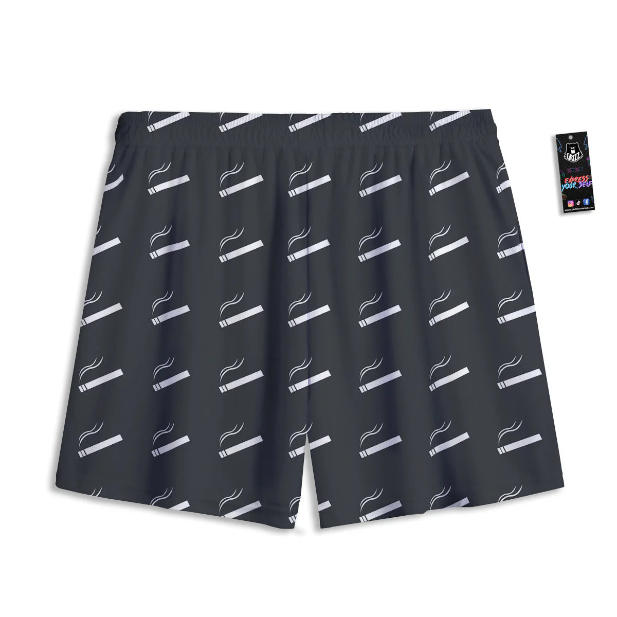 Cigarette Print Pattern Mesh Shorts - Image 2