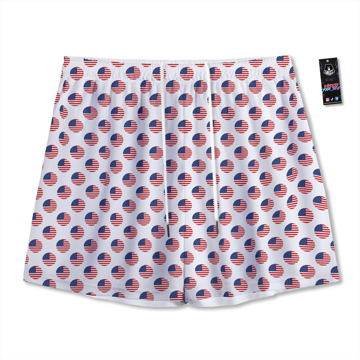 Circle Flag American Print Pattern Mesh Shorts
