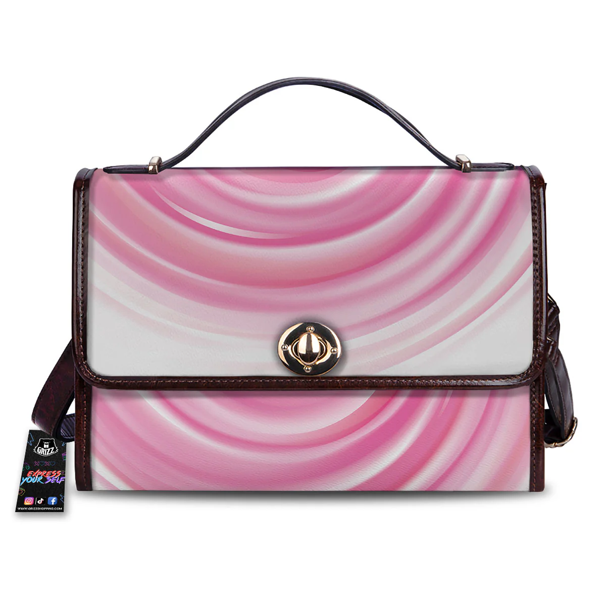 Circle Swirl Pink Print Women's Satchel Bag