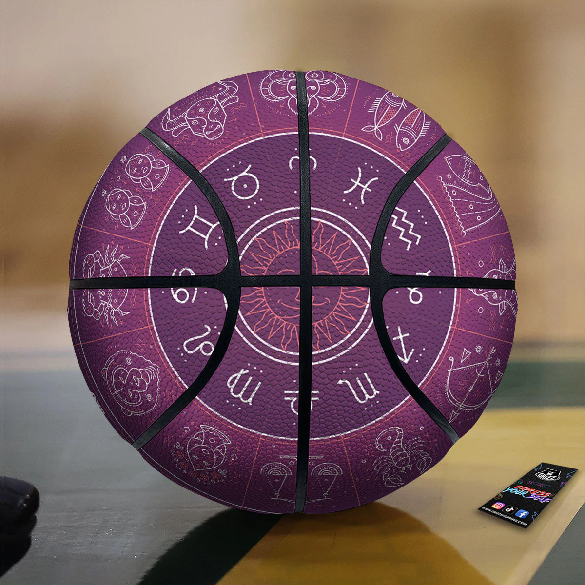 Circle Zodiac Symbols Print Basketball