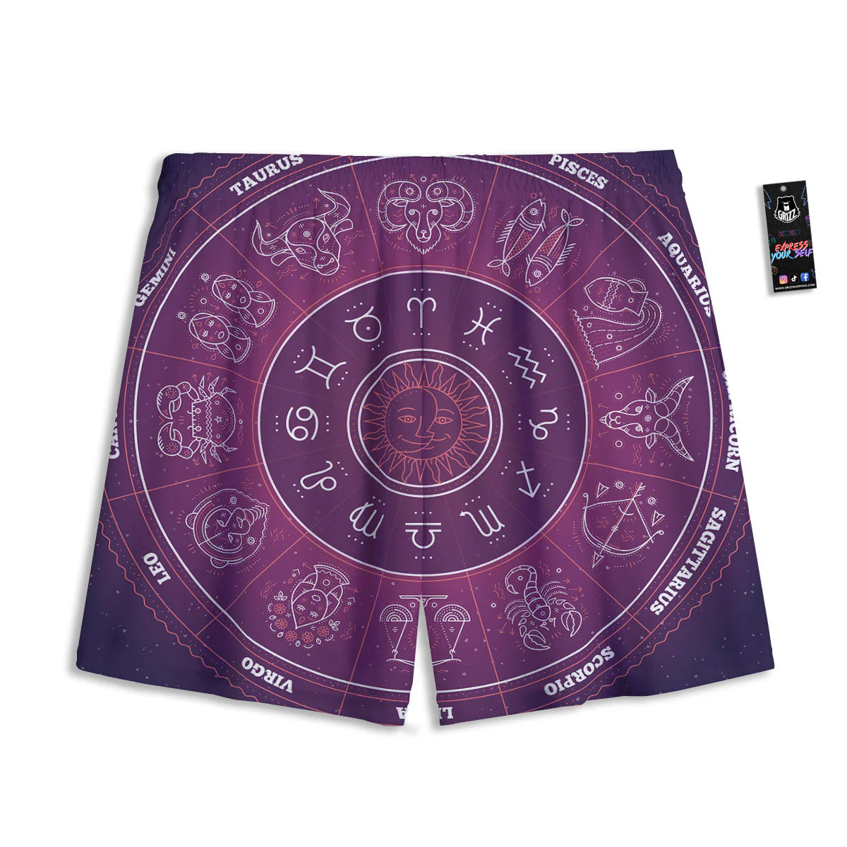 Circle Zodiac Symbols Print Mesh Shorts - Image 2