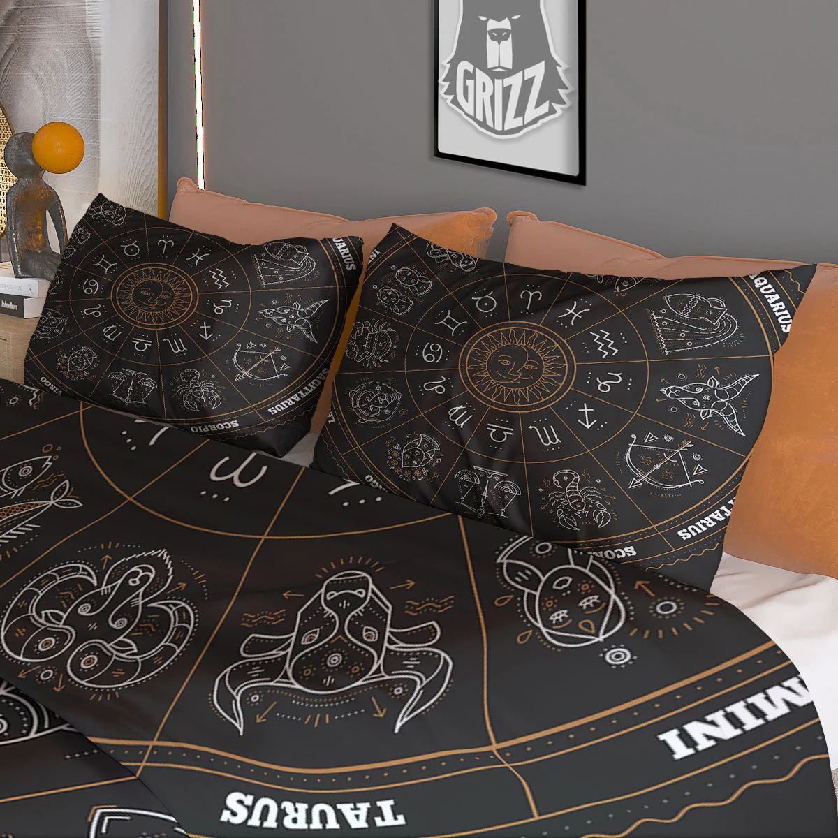 Circle Zodiac Vintage Print Duvet Cover Bedding Set - Image 3