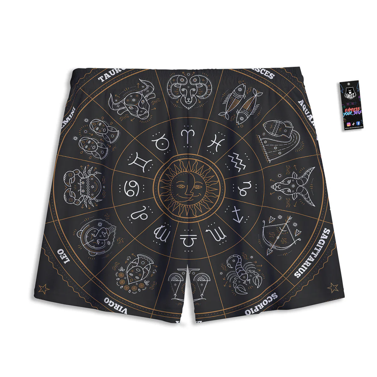 Circle Zodiac Vintage Print Mesh Shorts - Image 2