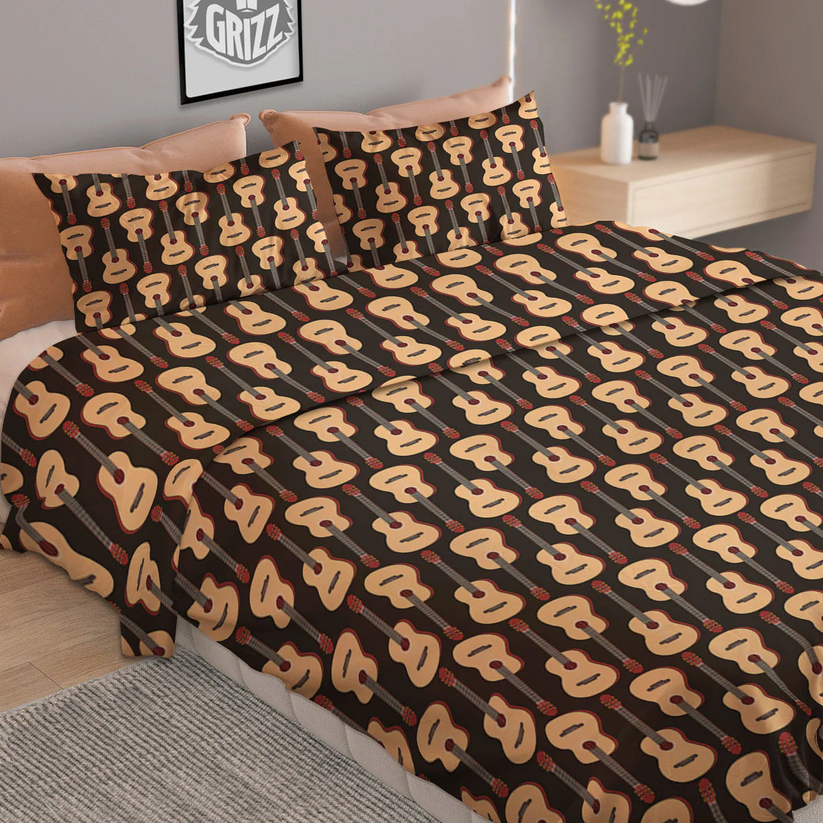 Classic Guitar Print Pattern Duvet Cover Bedding Set - Image 2