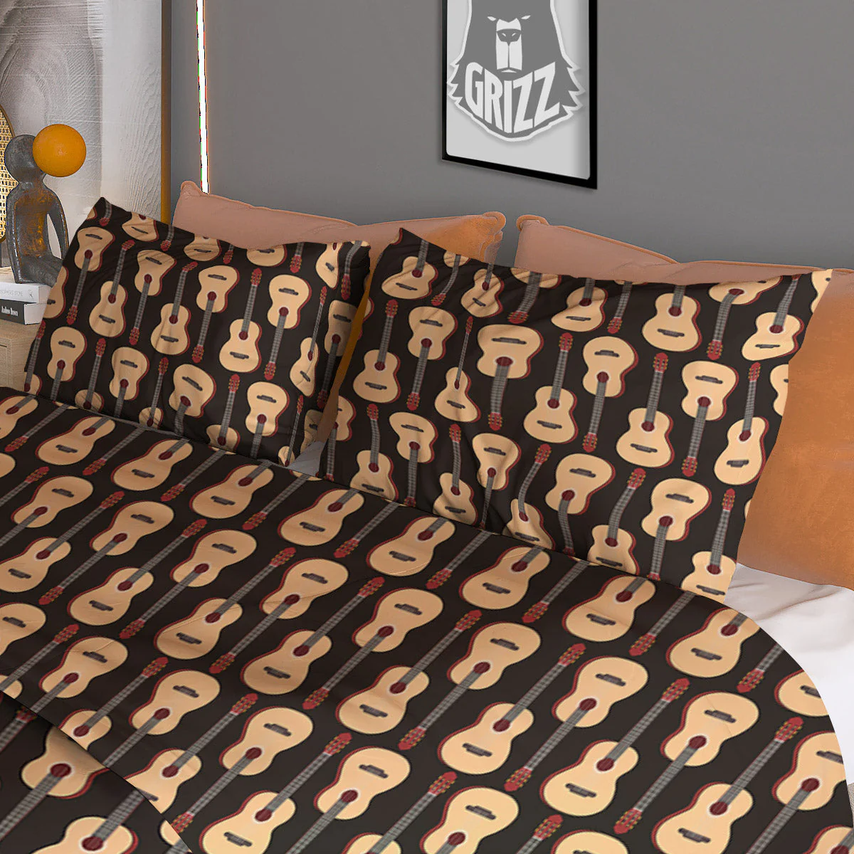 Classic Guitar Print Pattern Duvet Cover Bedding Set - Image 3