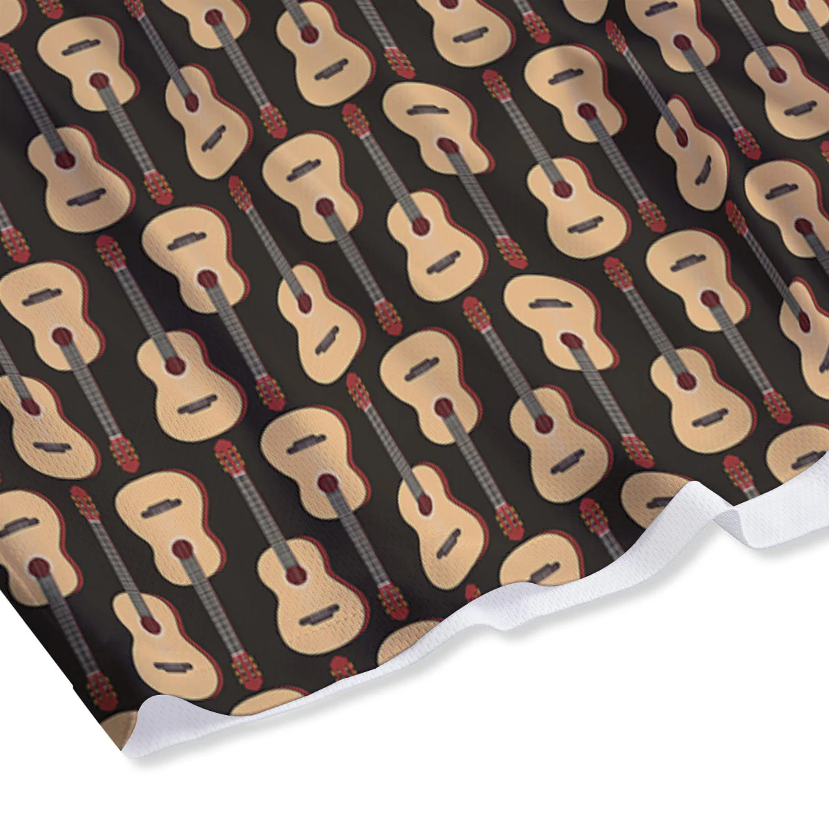 Classic Guitar Print Pattern Mesh Shorts - Image 4