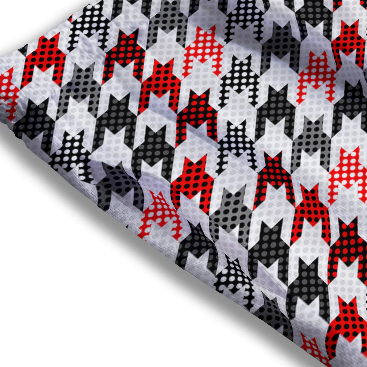 Classic Polka Dot In Houndstooth Print Pattern Mesh Shorts - Image 3
