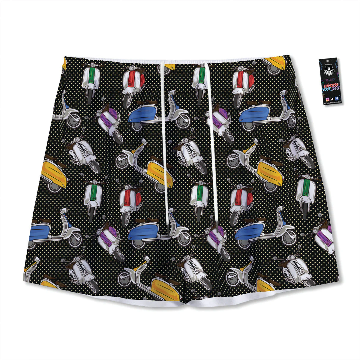 Classic Scooters Print Pattern Mesh Shorts