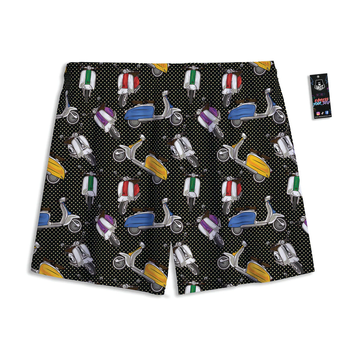 Classic Scooters Print Pattern Mesh Shorts - Image 2