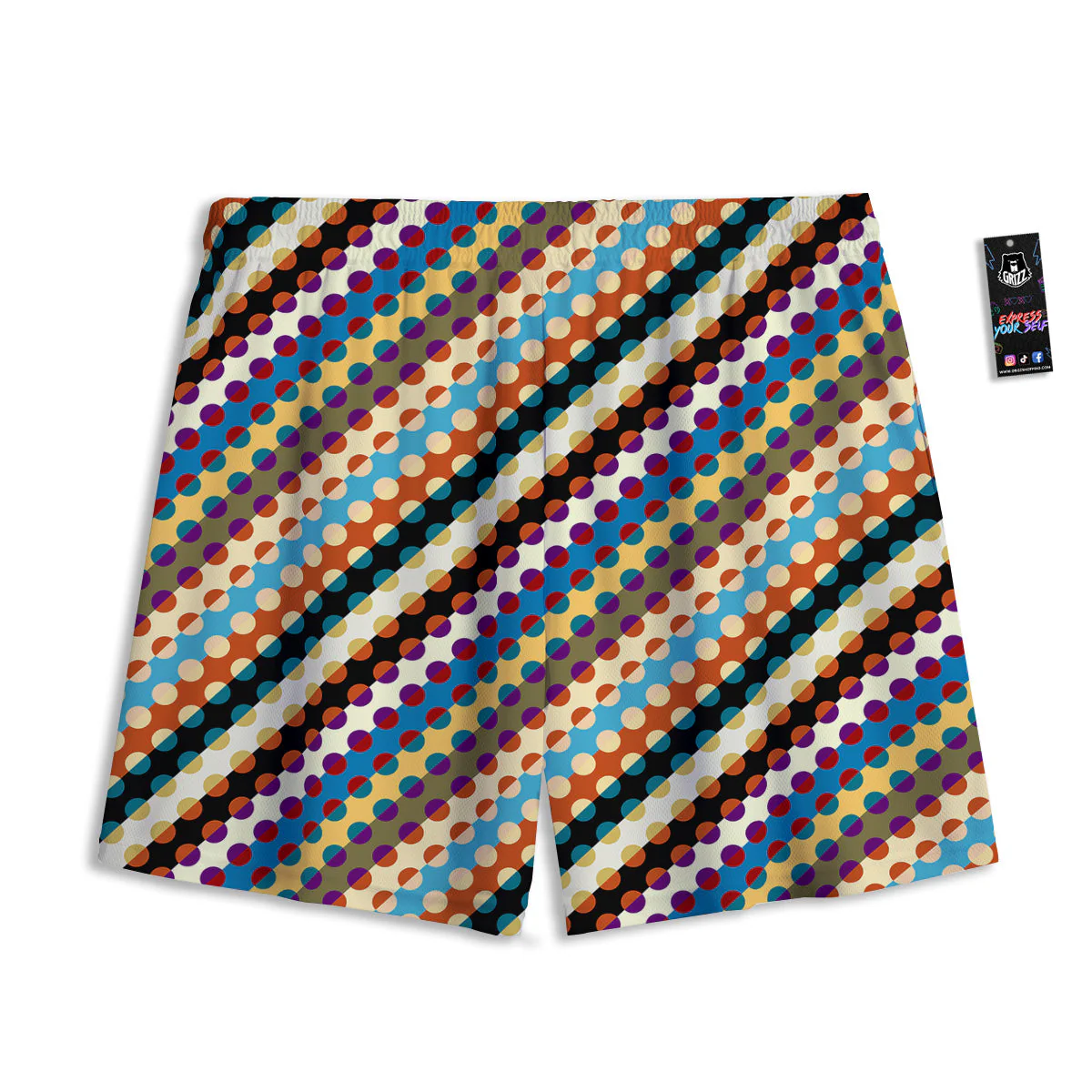 Classic Stripe Polka Dot Print Pattern Mesh Shorts - Image 2